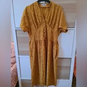 golden buttoned midi dress Belted Midi Dress With Gold Buttons main image 0